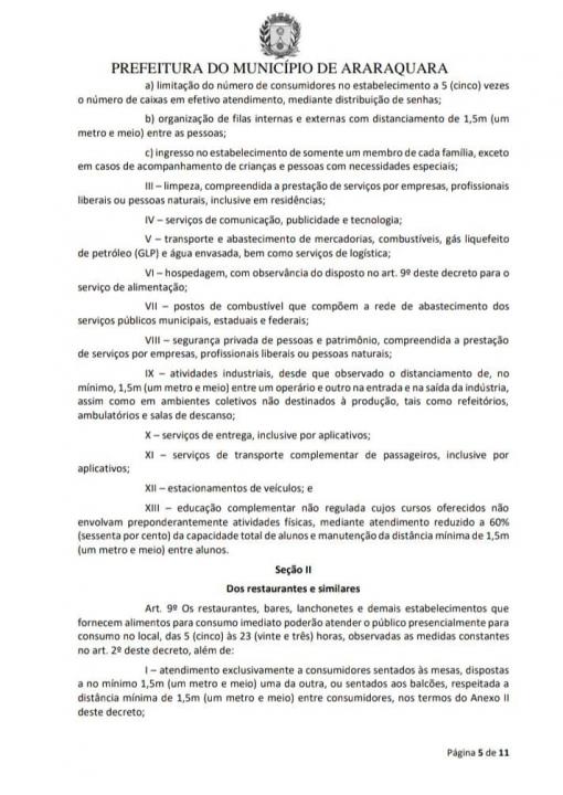 Foto 5 de 11 — Veja o novo decreto que flexibiliza o comércio em Araraquara